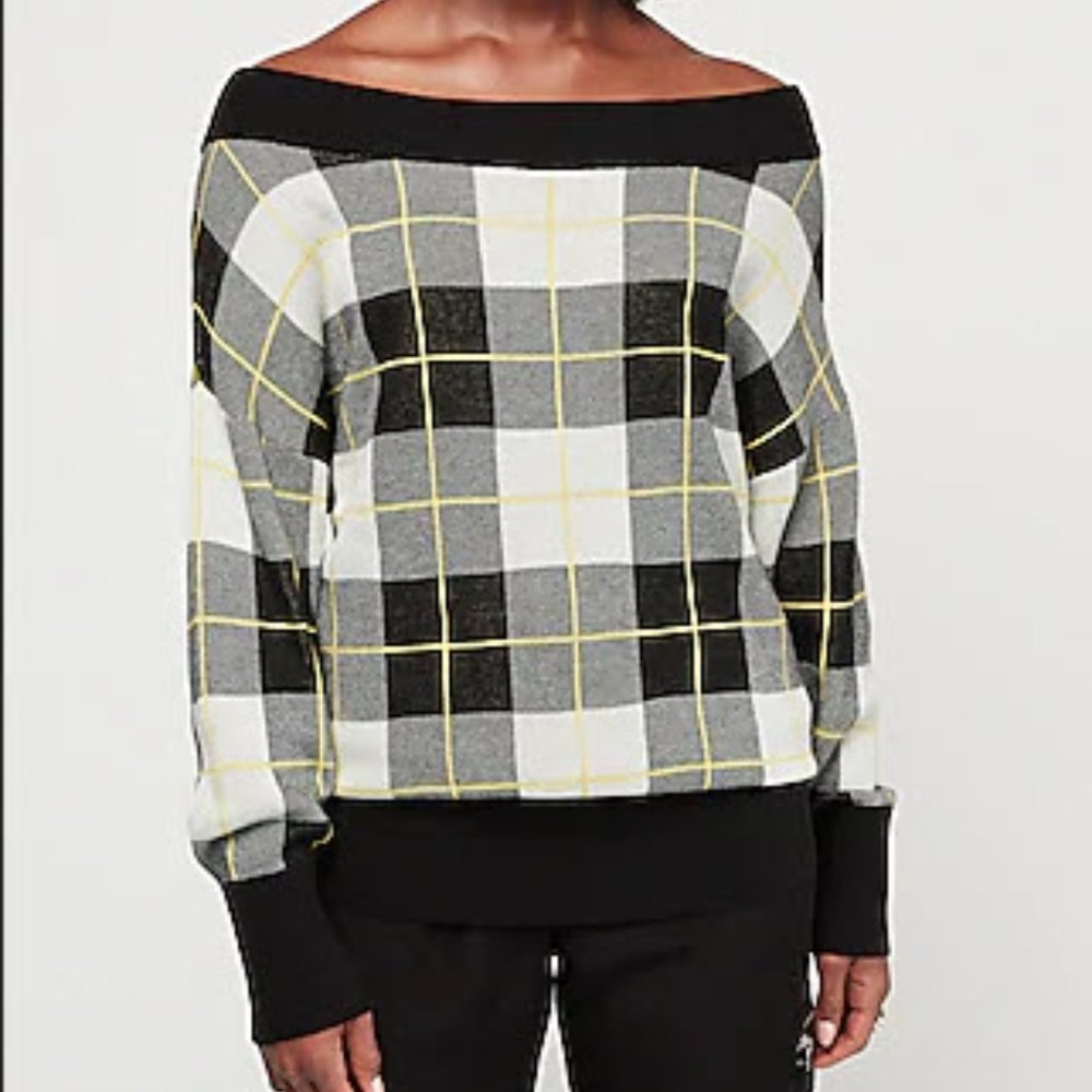 Express - Plaid Banded Bottom Tunic Sweater